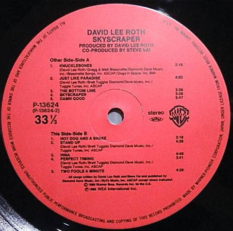 David Lee Roth - Skyscraper (Vinyl, LP, Album) Very Good Plus (VG+) / Very Good Plus (VG+)