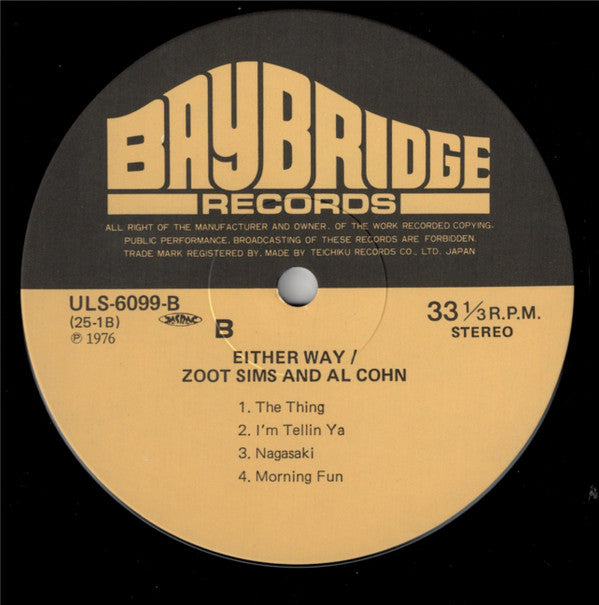 Zoot Sims - Either Way (Vinyl, LP, Album, Reissue) Very Good Plus (VG+) / Very Good Plus (VG+)