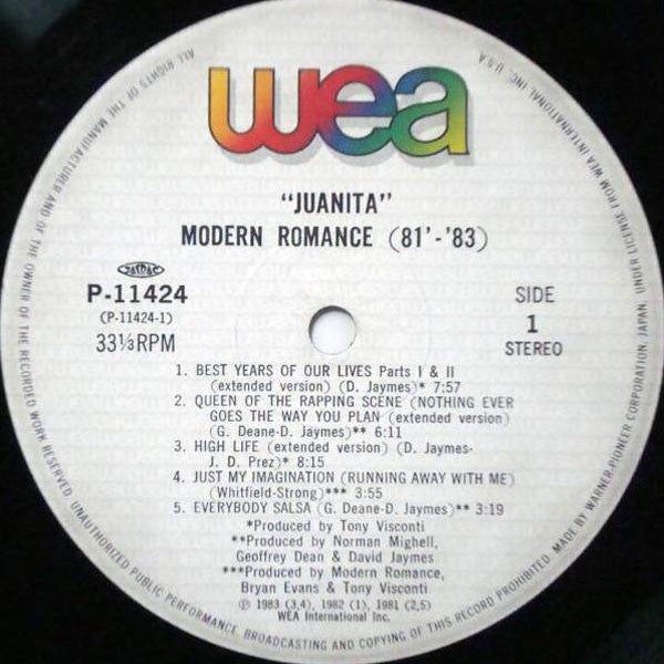 Modern Romance - Juanita - Modern Romance (81' - '83) (Vinyl, LP, Compilation) Very Good (VG) / Very Good Plus (VG+)