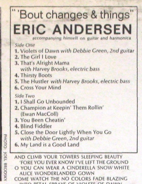 Eric Andersen (2) - 'Bout Changes & Things (Vinyl, LP, Album, Stereo) Very Good Plus (VG+) / Very Good Plus (VG+)