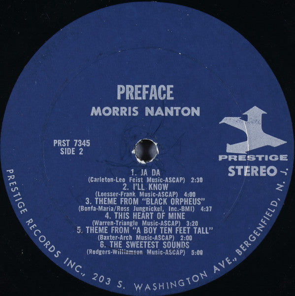 The Morris Nanton Trio - Preface (Vinyl, LP, Album, Stereo) Good Plus (G+) / Good (G)