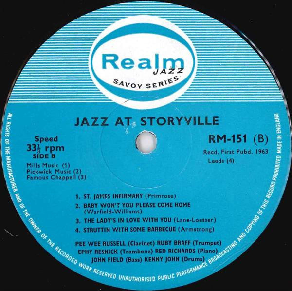 Pee Wee Russell - Jazz At Storyville (Vinyl, LP, Album, Mono) Very Good (VG) / Very Good (VG)