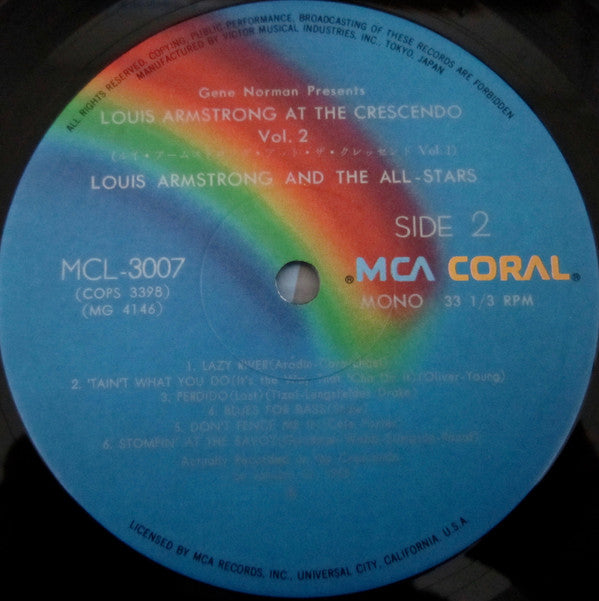 Louis Armstrong - At The Crescendo Vol. 1 (Vinyl, LP, Album, Reissue, Mono) Good Plus (G+) / Very Good Plus (VG+)