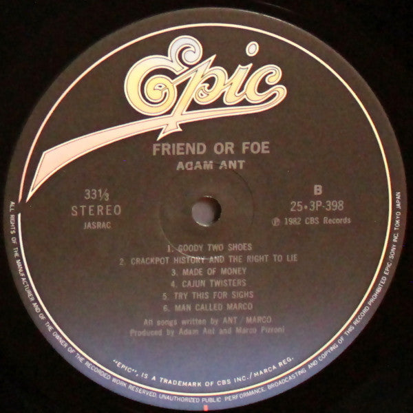 Adam Ant - Friend Or Foe (Vinyl, LP, Album) Very Good Plus (VG+) / Very Good Plus (VG+)