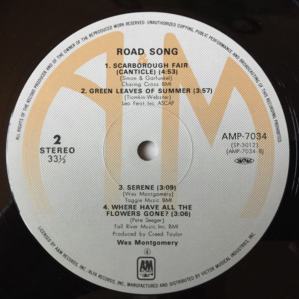 Wes Montgomery - Road Song (Vinyl, LP, Album, Reissue) Very Good Plus (VG+) / Very Good (VG)