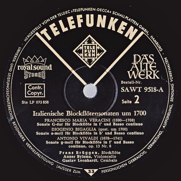 Arcangelo Corelli - Italienische Blockflötensonaten Um 1700 (Vinyl, LP, Album, Stereo) Very Good Plus (VG+) / Very Good Plus (VG+)
