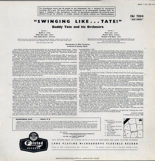 Buddy Tate - Swinging Like Tate (Vinyl, LP, Album, Reissue, Mono) Very Good Plus (VG+) / Very Good Plus (VG+)