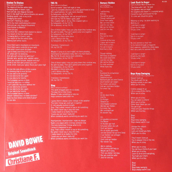 David Bowie - Original Soundtrack From The Film Christiane F. (Viny...