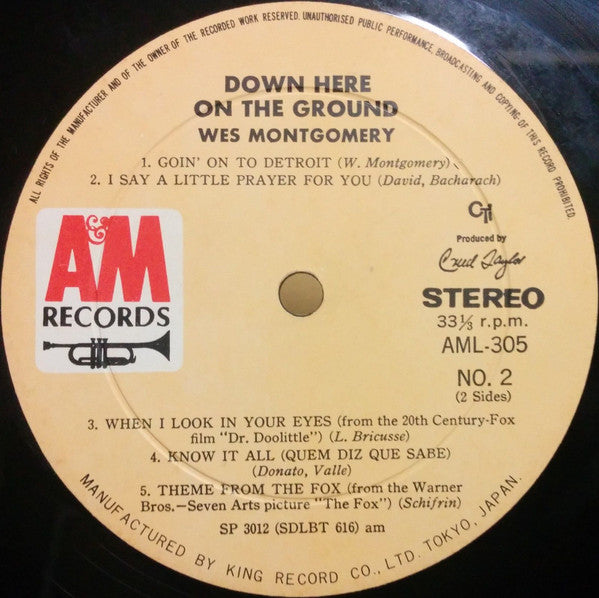 Wes Montgomery - Down Here On The Ground (Vinyl, LP, Album)