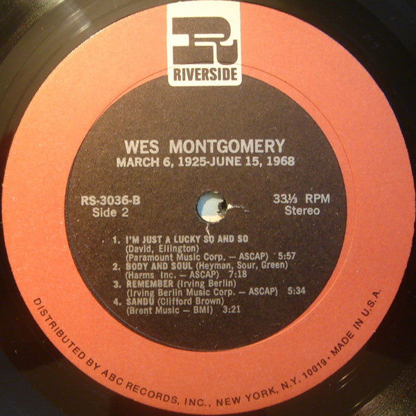 Wes Montgomery - March 6, 1925-June 15, 1968 (Vinyl, LP, Compilation, Remastered, Stereo) Very Good Plus (VG+) / Good Plus (G+)