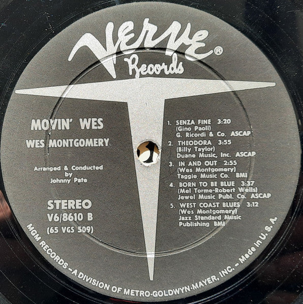 Wes Montgomery - Movin' Wes (Vinyl, LP, Album, Stereo) Good Plus (G+) / Very Good (VG)