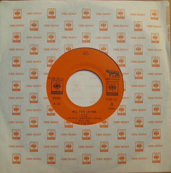 Billy Joel - All For Leyna (Vinyl, 7", 45 RPM, Single, Stereo) Near Mint (NM or M-) / Very Good Plus (VG+)