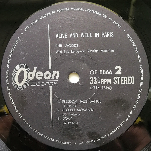 Phil Woods And His European Rhythm Machine - Alive And Well In Paris (Vinyl, LP, Album, Reissue) Very Good (VG) / Very Good Plus (VG+)