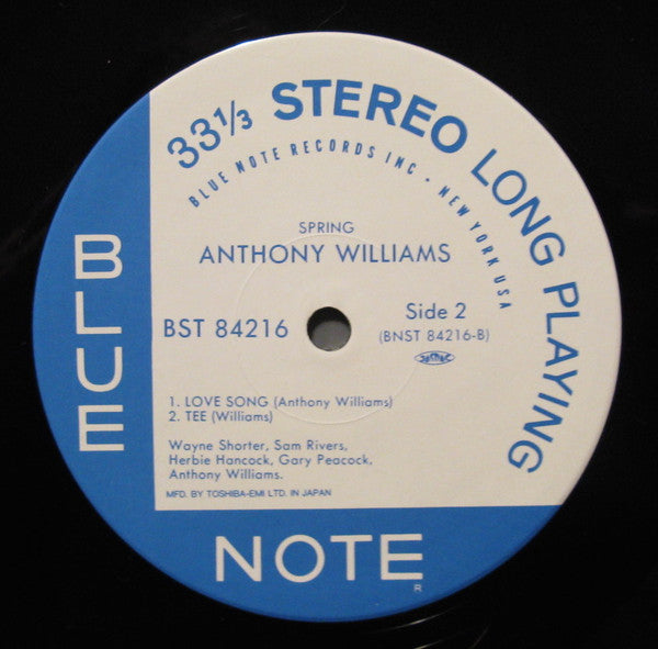 Anthony Williams - Spring (Vinyl, LP, Album, Limited Edition, Reissue, Stereo) Near Mint (NM or M-) / Very Good Plus (VG+)