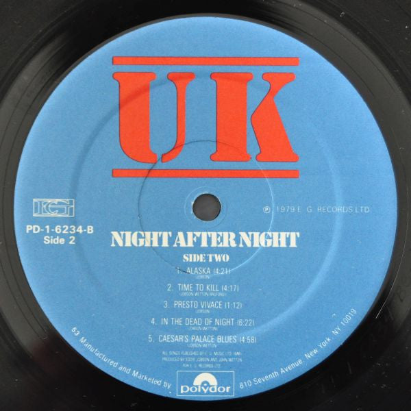 UK (3) - Night After Night (Vinyl, LP, Album, Stereo) Very Good (VG) / Poor (P)