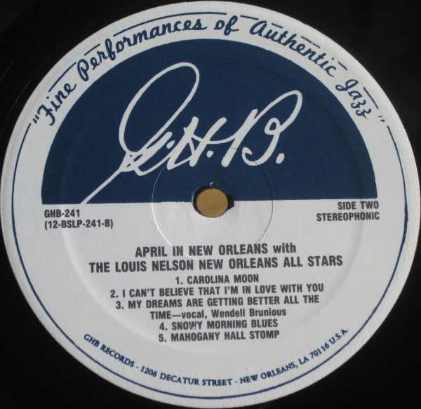 The Louis Nelson New Orleans All Stars - April In New Orleans (Vinyl, LP, Album, Stereo) Very Good (VG) / Very Good Plus (VG+)