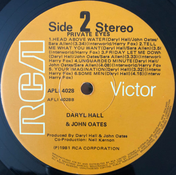 Daryl Hall & John Oates - Private Eyes (Vinyl, LP, Album) Very Good (VG) / Very Good Plus (VG+)