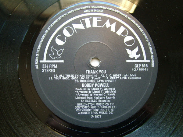 Bobby Powell - Thank You (Vinyl, LP, Album) Very Good Plus (VG+) / Good Plus (G+)