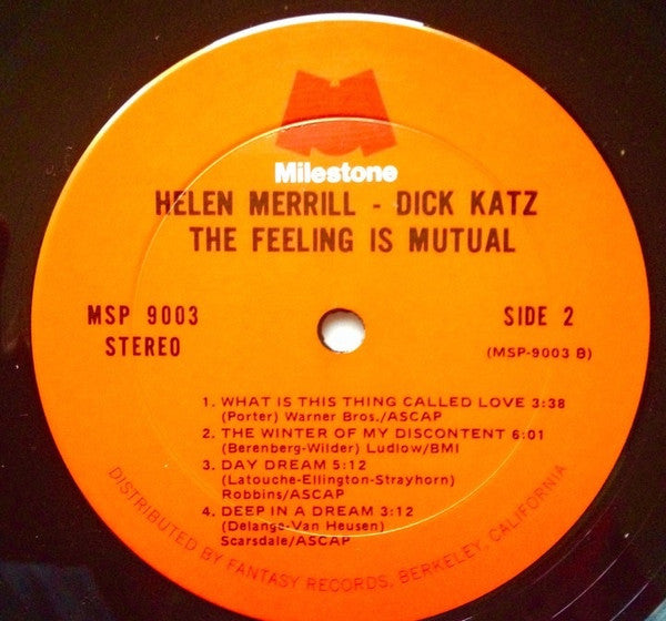 Helen Merrill - The Feeling Is Mutual (Vinyl, LP, Album, Reissue) Very Good (VG) / Good Plus (G+)