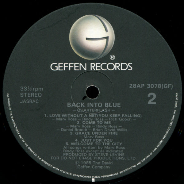 Quarterflash - Back Into Blue (Vinyl, LP, Album) Very Good Plus (VG+) / Very Good Plus (VG+)