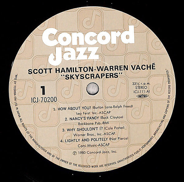 Scott Hamilton - Skyscrapers (Vinyl, LP, Album) Very Good Plus (VG+) / Very Good Plus (VG+)