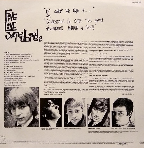The Yardbirds - Five Live Yardbirds (Vinyl, LP, Album, Reissue) Very Good (VG) / Very Good (VG)