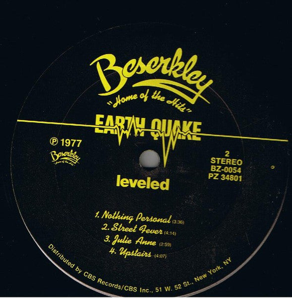 Earth Quake (2) - Leveled (Vinyl, LP, Album) Very Good (VG) / Very Good Plus (VG+)