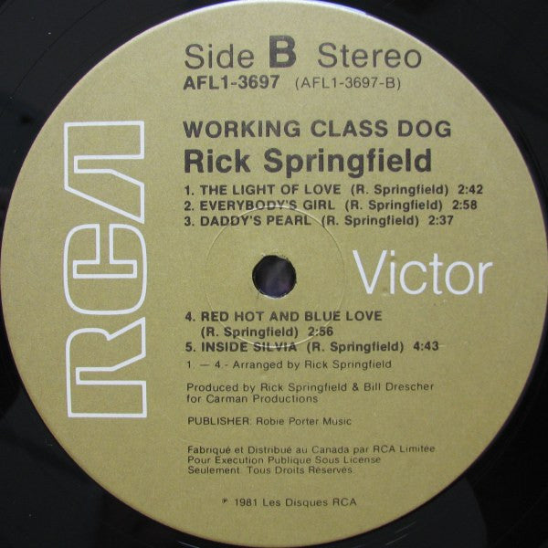 Rick Springfield - Working Class Dog (Vinyl, LP, Album) Very Good (VG) / Very Good (VG)
