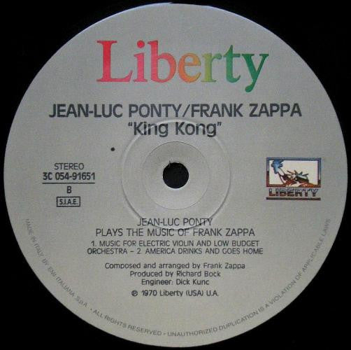 Jean-Luc Ponty - King Kong: Jean-Luc Ponty Plays The Music Of Frank Zappa (Vinyl, LP, Album, Reissue) Near Mint (NM or M-) / Very Good (VG)