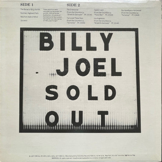 Billy Joel - Souvenir (Vinyl, LP, Promo, Sampler, Unofficial Release) Very Good (VG) / Very Good (VG)