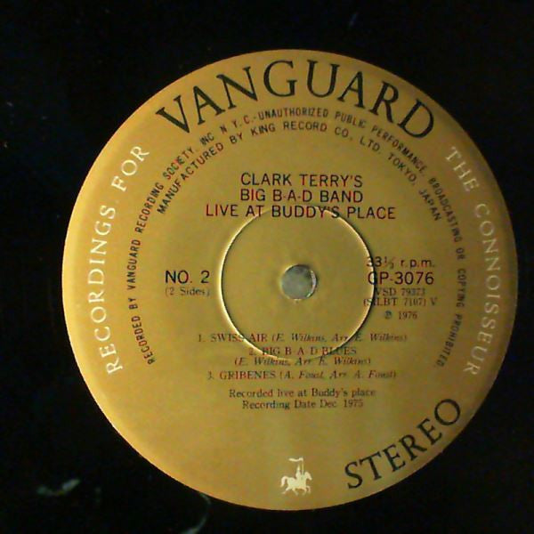 Clark Terry's Big Bad Band - Big-BAD-Band Live! At Buddy's Place (Vinyl, LP, Album, Stereo) Very Good Plus (VG+) / Very Good Plus (VG+)
