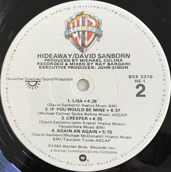 David Sanborn - Hideaway (Vinyl, LP, Album) Very Good (VG) / Very Good (VG)