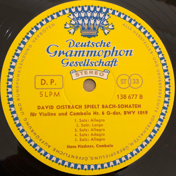 David Oistrach - David Oistrakh Plays Bach Sonatas (Vinyl, LP, Stereo) Very Good Plus (VG+) / Very Good Plus (VG+)