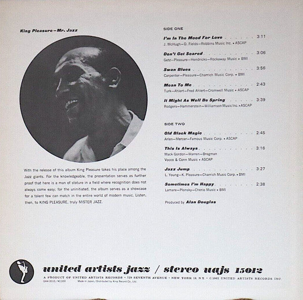 King Pleasure - Mr. Jazz (Vinyl, LP, Album, Reissue, Stereo) Very Good Plus (VG+) / Very Good Plus (VG+)