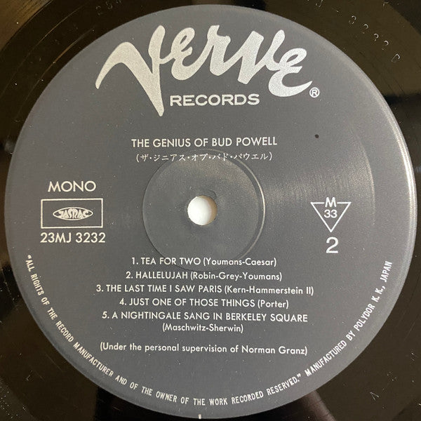 Bud Powell - The Genius Of Bud Powell (Vinyl, LP, Compilation, Reissue, Mono) Near Mint (NM or M-) / Very Good Plus (VG+)