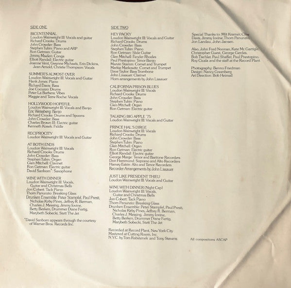 Loudon Wainwright III - T Shirt (Vinyl, LP, Album) Very Good (VG) / Very Good Plus (VG+)