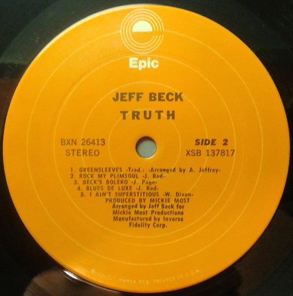 Jeff Beck - Truth (Vinyl, LP, Album, Stereo) Very Good (VG) / Very Good (VG)