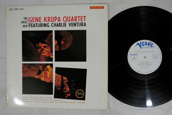 The Gene Krupa Quartet - The Great New Gene Krupa Quartet Featuring Charlie Ventura (Vinyl, LP, Album, Promo, Reissue, Stereo) Very Good Plus (VG+) / Very Good (VG)