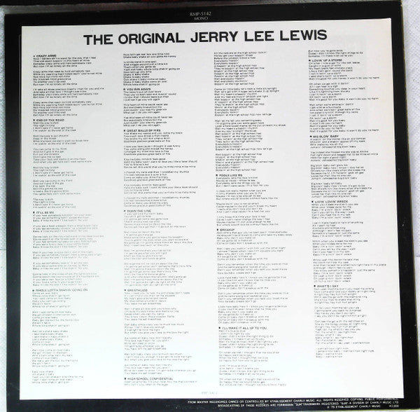 Jerry Lee Lewis - The Original Jerry Lee Lewis (Vinyl, LP, Compilation, Mono) Very Good Plus (VG+) / Very Good Plus (VG+)