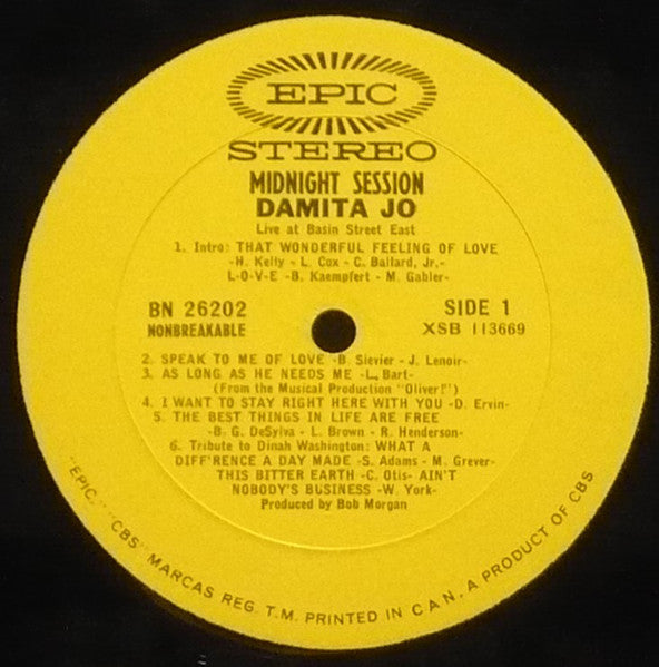 Damita Jo - Midnight Session - Live At Basin Street East (Vinyl, LP, Album) Good Plus (G+) / Good Plus (G+)