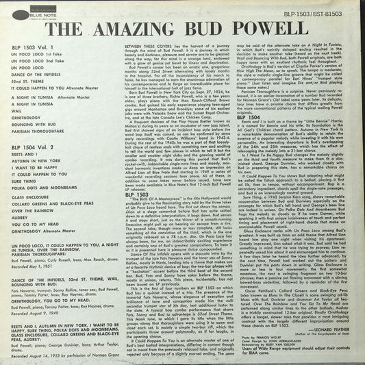 Bud Powell - The Amazing Bud Powell, Volume 1 (Vinyl, LP, Album, Reissue, Remastered, Stereo) Good Plus (G+) / Very Good Plus (VG+)