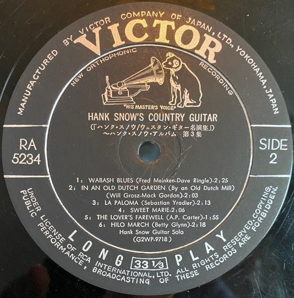 Hank Snow - Hank Snow's Country Guitar (Vinyl, LP, Compilation, Mono) Very Good (VG) / Very Good Plus (VG+)