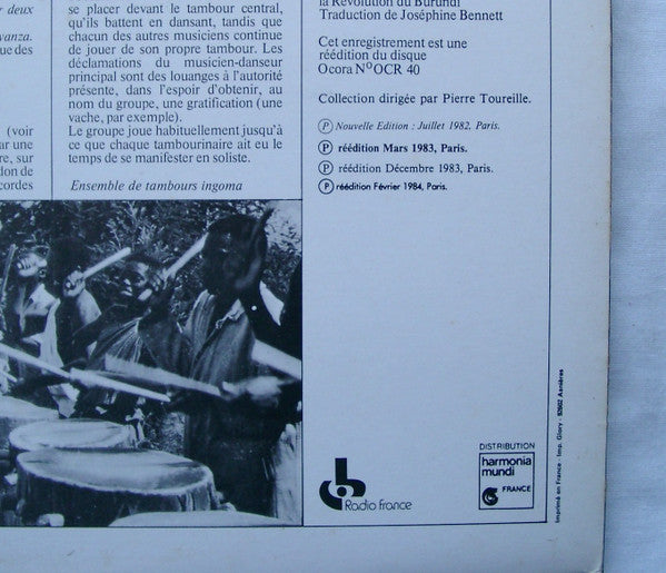Various - Burundi - Musiques Traditionnelles (Vinyl, LP, Album, Reissue) Very Good Plus (VG+) / Very Good Plus (VG+)