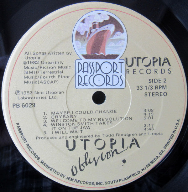 Utopia (5) - Oblivion (Vinyl, LP, Album) Very Good Plus (VG+) / Very Good Plus (VG+)