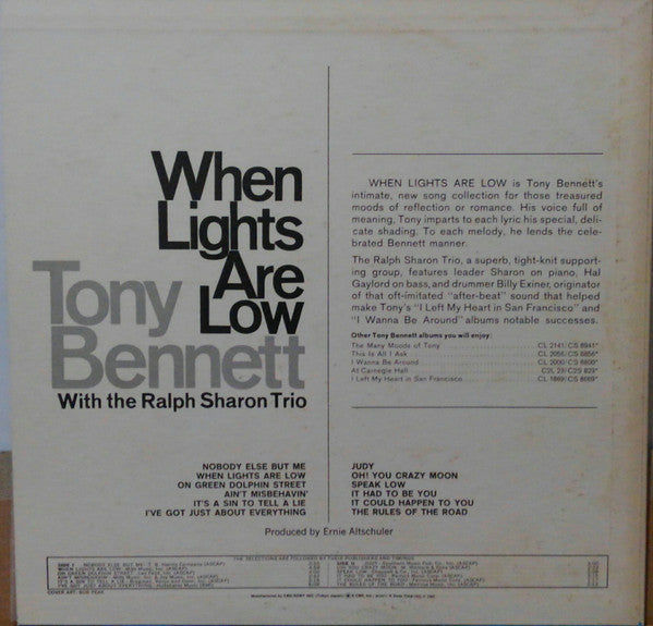 Tony Bennett - When Lights Are Low (Vinyl, LP, Album, Reissue, Stereo) Very Good (VG) / Very Good (VG)