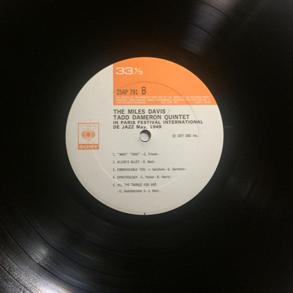 Miles Davis-Tadd Dameron Quintet - In Paris Festival International De Jazz - May, 1949 (Vinyl, LP, Album, Reissue, Mono) Near Mint (NM or M-) / Very Good Plus (VG+)
