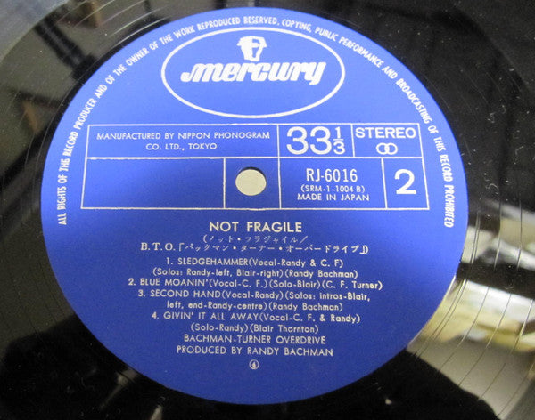 Bachman-Turner Overdrive - Not Fragile (Vinyl, LP, Album)