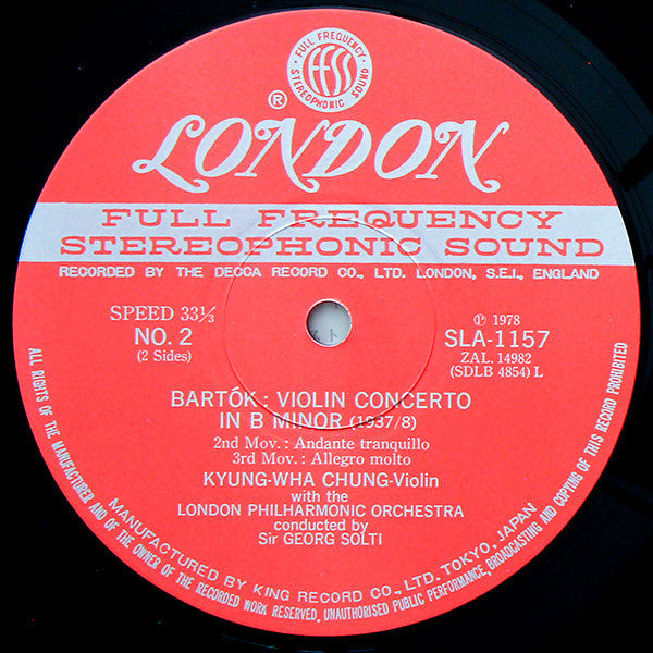 Béla Bartók - Violin Concerto No.2 (Vinyl, LP, Album) Very Good Plus (VG+) / Very Good Plus (VG+)