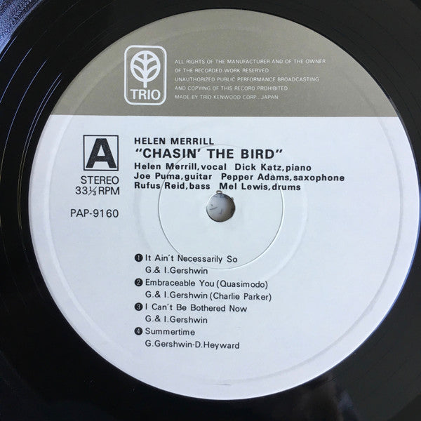 Helen Merrill - Chasin' The Bird (Vinyl, LP, Album, Stereo) Very Good Plus (VG+) / Very Good (VG)