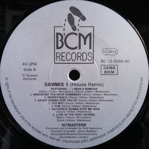 Hitmasters - Sawmix 1 (Vinyl, 12", Mixed, 45 RPM) Very Good Plus (VG+) / Very Good (VG)